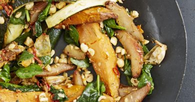 Roasted mushrooms with sweet potato and Courgettes