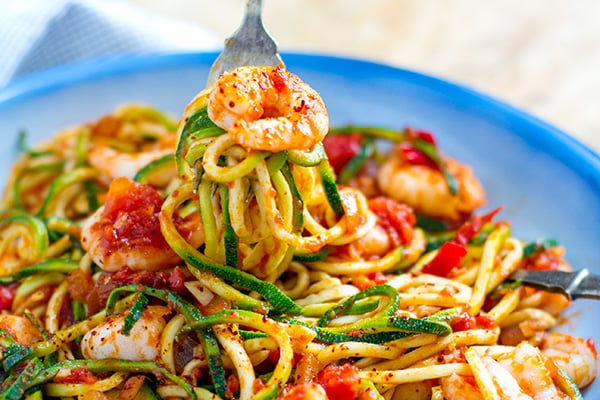 Spaghetti with Prawns and Seaweed